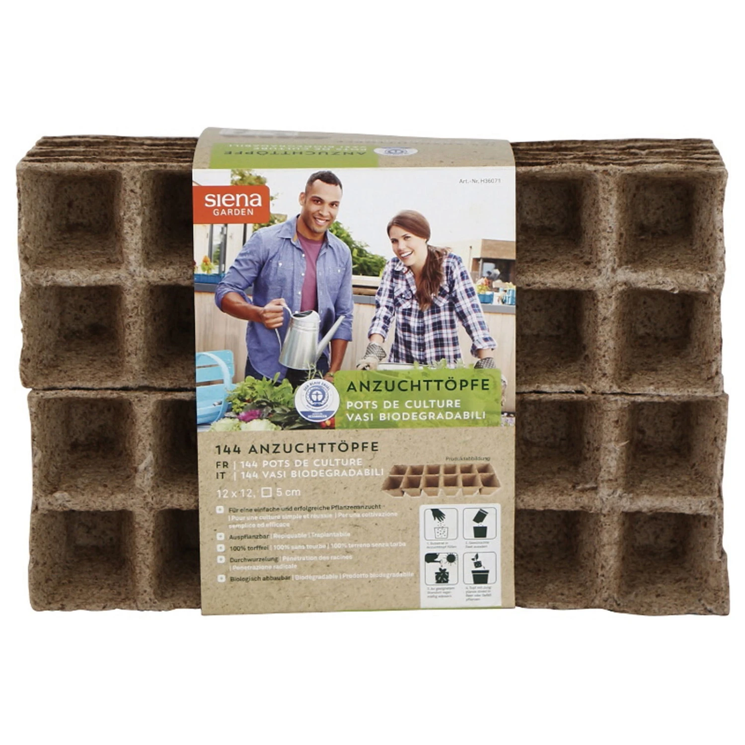 Bio-Anzuchttöpfe Quadratisch, Natur, Kokosfasern 1 Bio-Anzuchttöpfe Quadratisch, Natur, Kokosfasern