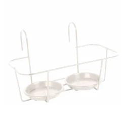 Haken-Blumentopfhalter, Metall, Weiß, 34 X 18 Cm, Für Zwei Töpfe