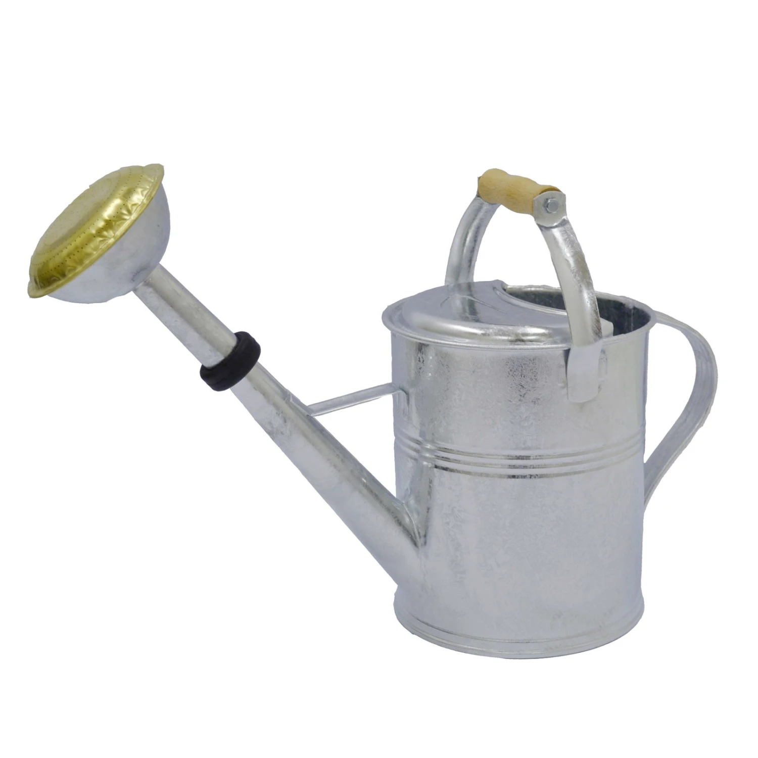 Zinkgießkanne Mit Holzgriff Und Messingbrause, Grau 1 Zinkgießkanne Mit Holzgriff Und Messingbrause, Grau