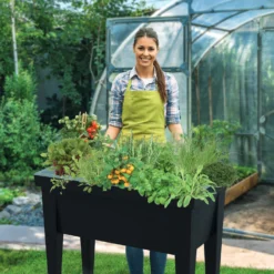 Hochbeet Mit Deckel, Anthrazit, Ca. 80 X 40 X 88 Cm