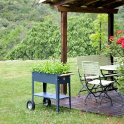 Hochbeet-Trolley Mit Rädern, Anthrazit, Metall, 75 X 35 X 80 Cm, 47 L -Fiskar Garten Geschaft 0980250141 Urban Garden Trolly auf Raedern anthrazit 11 84503